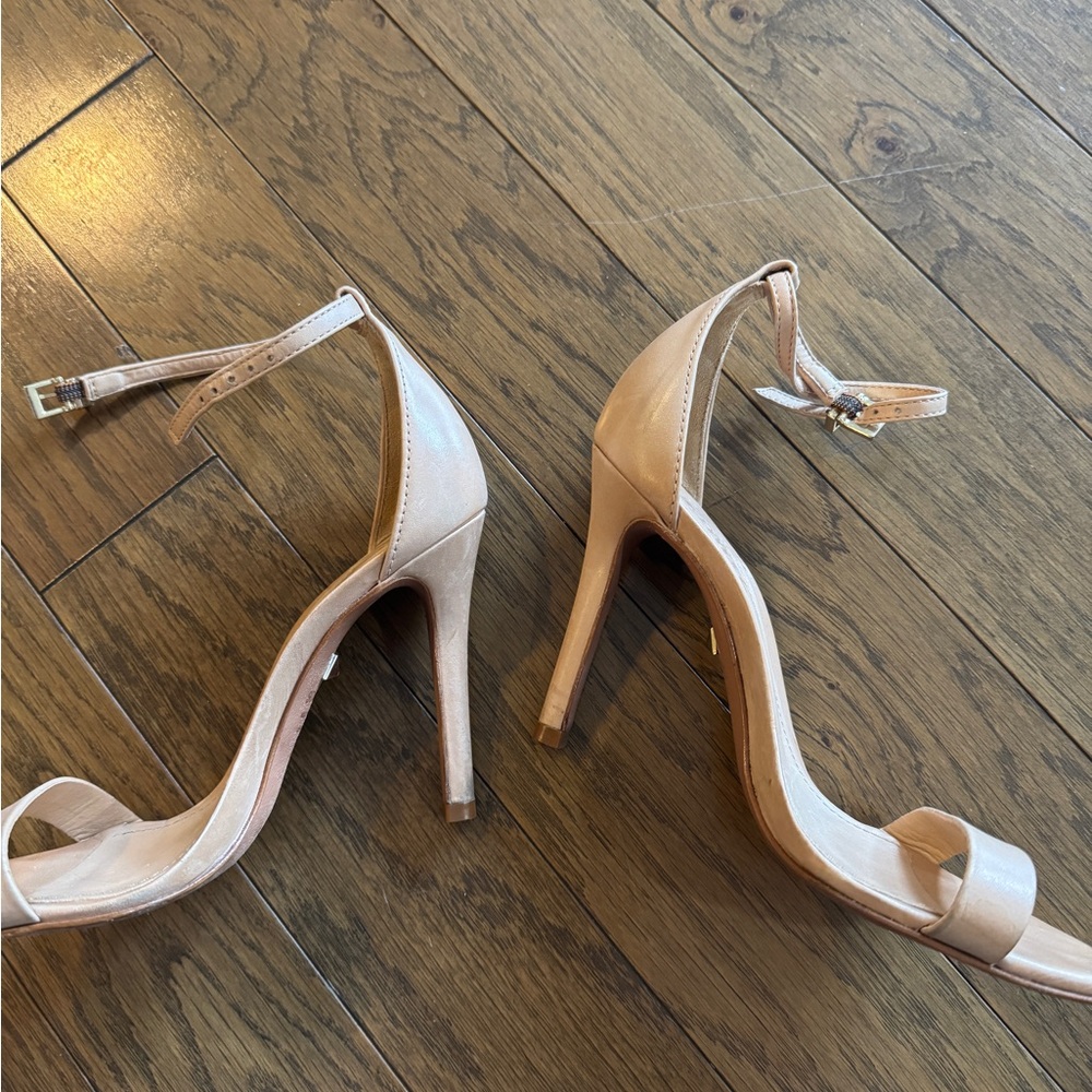 Schutz Tan Heeled Sandals with Ankle Strap - Picture 4 of 5